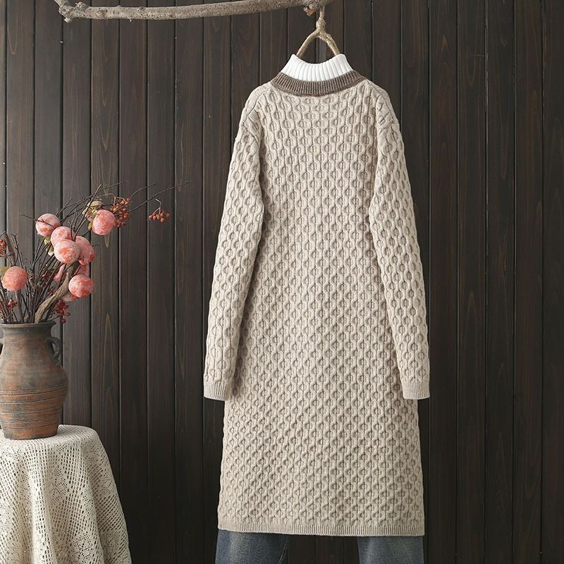 Thick Mid-length Knitted Cardigan For Women Autumn And Winter