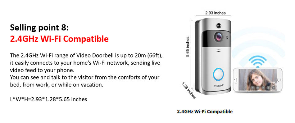 V5 low power consumption visual doorbell WIFI wireless doorbell night vision HD smart doorbell 360 camera mobile phone control