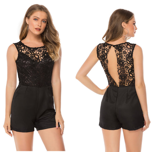 Lace stitching jumpsuit