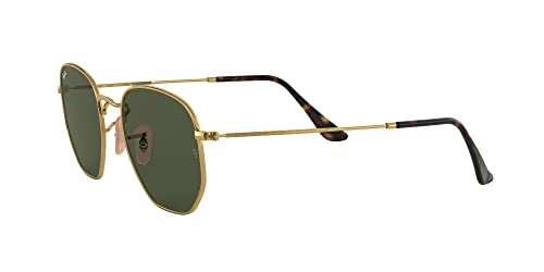 Ray-Ban RB3548N Hexagonal Flat Lens Sunglasses, Gold/G-15 Green, 51 mm + 0