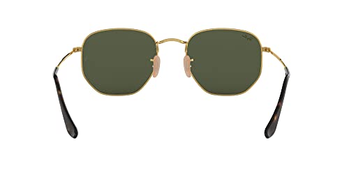 Ray-Ban RB3548N Hexagonal Flat Lens Sunglasses, Gold/G-15 Green, 51 mm + 0