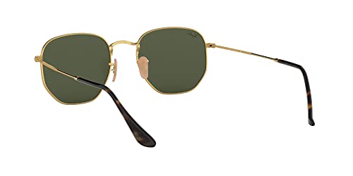 Ray-Ban RB3548N Hexagonal Flat Lens Sunglasses, Gold/G-15 Green, 51 mm + 0