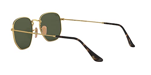 Ray-Ban RB3548N Hexagonal Flat Lens Sunglasses, Gold/G-15 Green, 51 mm + 0