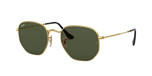 Ray-Ban RB3548N Hexagonal Flat Lens Sunglasses, Gold/G-15 Green, 51 mm + 0