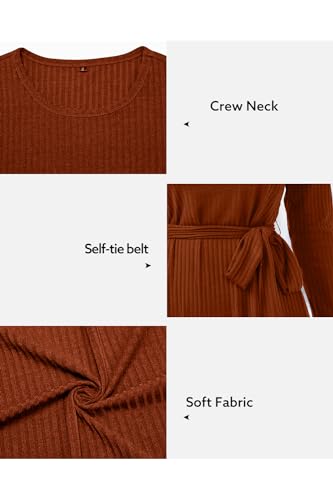 Newshows Halloween Dress for Women Winter Holiday Vacation Outfits Fall Long Sleeve Casual Sweater Dresses 2024 Trendy(Caramel, L)