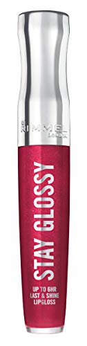 Rimmel Stay Glossy Lip Gloss - Non-Sticky and Lightweight Formula for Lip Color and Shine - 490 Grind Time, .18oz