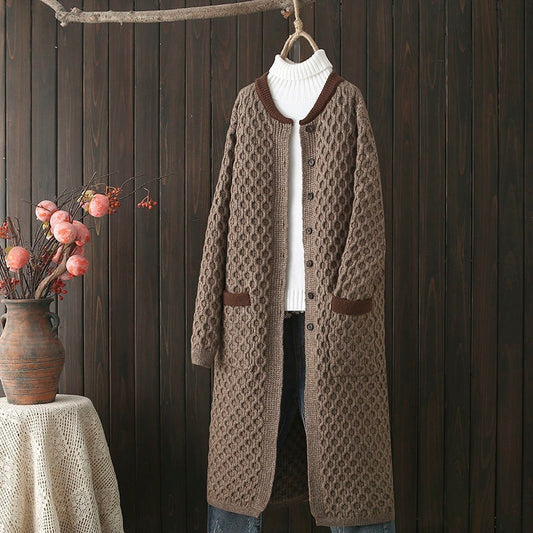 Thick Mid-length Knitted Cardigan For Women Autumn And Winter