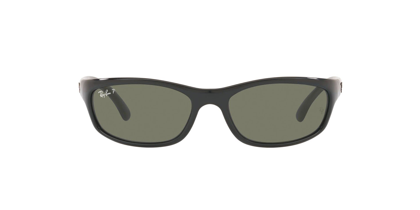 Ray-Ban Men's RB4115 Rectangular Sunglasses, Black/Polarized Green, 57 mm