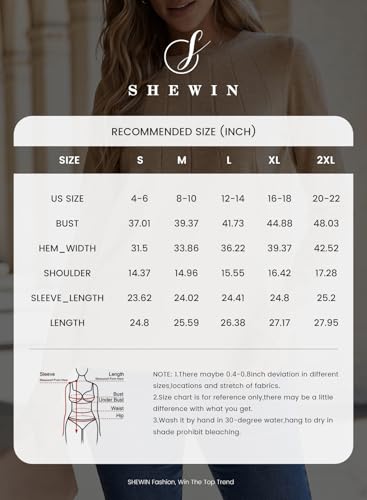 SHEWIN Womens Fall Fashion 2024 Casual Crewneck Long Sleeve Pullover Sweater Tops Soft Lightweight Knit Sweaters for Women Trendy,US 12-14(L),Khaki