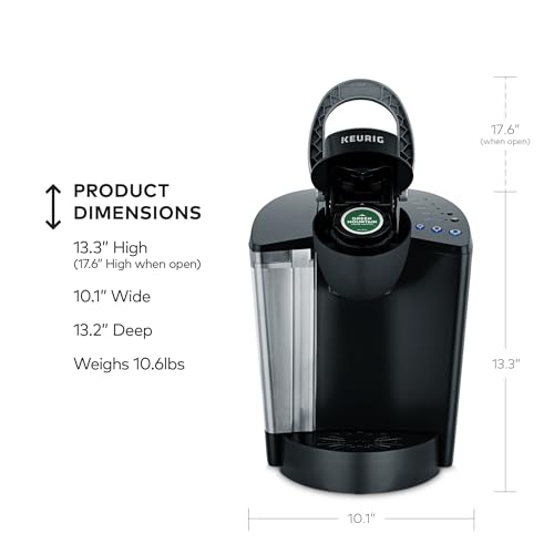 Keurig K-Classic Single Serve K-Cup Pod Coffee Maker, with 3 Brew Sizes, 48oz Removable Reservoir, Black