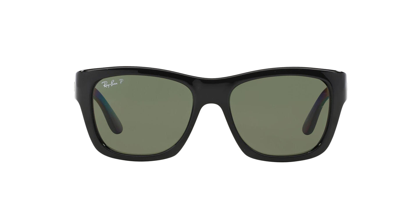 Ray-Ban RB4194 Square Sunglasses, Black/Polarized Green, 53 mm