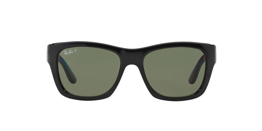 Ray-Ban RB4194 Square Sunglasses, Black/Polarized Green, 53 mm