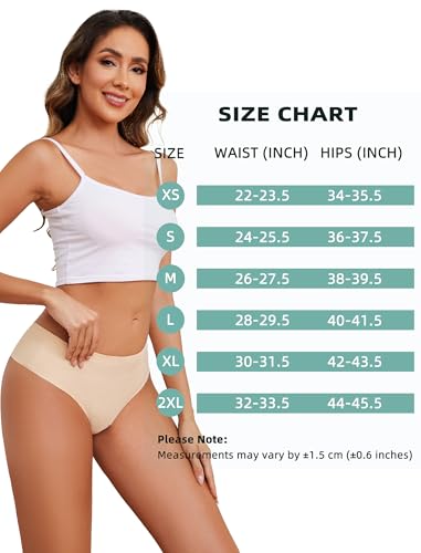 voenxe Seamless Women Underwear Thongs,High Waisted Cut No Show Ladies Panties,Breathable Comfortable Brief,Invisible Woman Hi Rise No Panty Line Underpant Undies,5-Pack Coffee