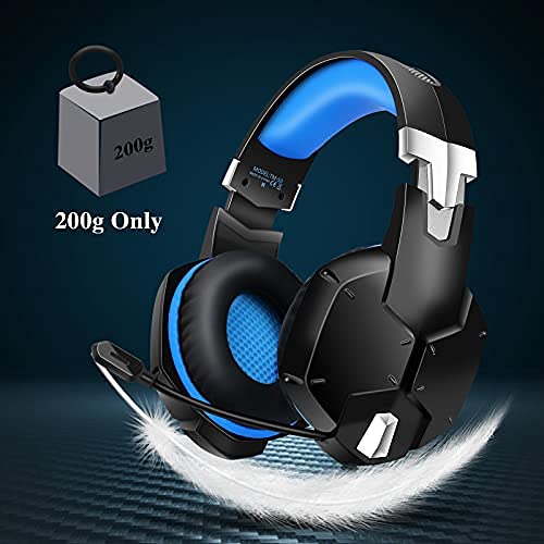 Gootoop Gaming Headset for PS4 Xbox One PC PS5,Over Ear Wired Gaming Headphones with Microphone Noise Cancelling,Flip-to-Mute,Bass Surround Sound,Lightweight,Soft Memory Earmuffs,Black Blue