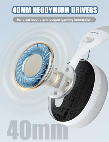 WIRWTRU S30 Gaming Headset with Microphone,198g Lightweight Design, Noise Cancelling Mic, Soft Earmuffs, Wired Gaming Headphones for PS5, PS4, Xbox, Xbox Series X|S, Switch, PC (White)