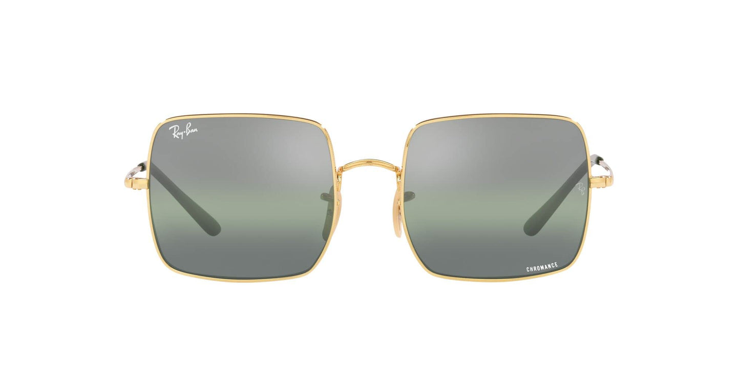 Ray-Ban Women's RB1971 Square Sunglasses, Gold/Green Mirrored Polarized, 54 mm