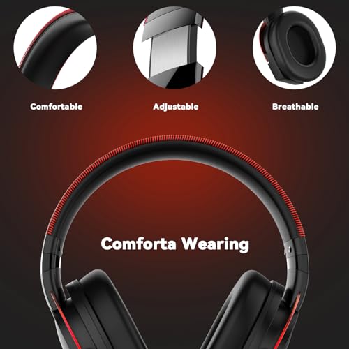 IMYB A88 Gaming Headset with Microphone, Stereo Wired Noise Cancelling Over-Ear Headphones with Mic for Pc, Ps5, Xbox One Series X/s, Ps4, Computer, Laptop, Mac, Nintendo, Gamer (Red)