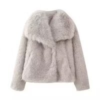 New Polo Collar Faux Fur Short Coat