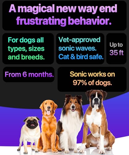 2024release Dog Bark Deterrent Device Stops Bad Behavior | No need yell or swat, Just point to a dog (own or neighbor's) Hit the button | Long-range ultrasonic, Alternative to painful dog shock collar