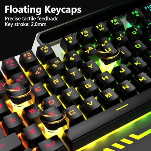 AULA Keyboard, T102 104 Keys Gaming Keyboard and Mouse Combo with RGB Backlit Quiet Computer Keyboard, All-Metal Panel, Waterproof Light Up PC Keyboard, USB Wired Keyboard Gaming for MAC Xbox PC Gamer