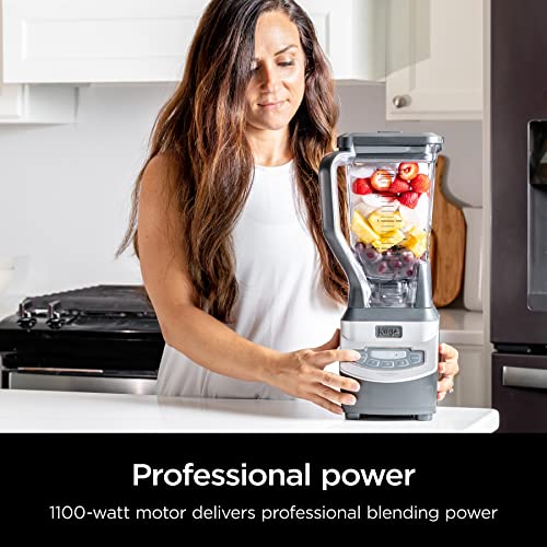 Ninja BL660 Professional Compact Smoothie & Food Processing Blender, 1100-Watts, 3 Functions -for Frozen Drinks, Smoothies, Sauces, & More, 72-oz.* Pitcher, (2) 16-oz. To-Go Cups & Spout Lids, Gray