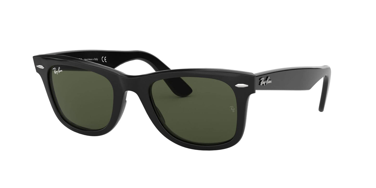 Ray-Ban RB2140 Original Wayfarer Square Sunglasses, Black/G-15 Green, 50 mm