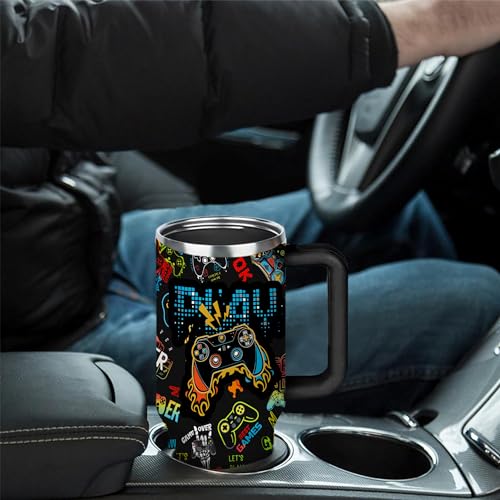 Gaming Gifts for Men Boys, Gamer Gifts for Men, 40oz Gamer Tumbler Cup, Gaming Mugs, Teen Boy Gifts Gaming Stuff, Gaming Gamepad Presents for Son Boyfriend, Birthday Gifts for Men Boys Gaming Cup