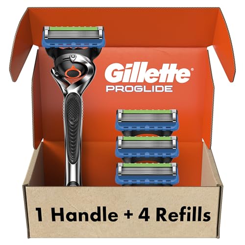 Gillette Fusion ProGlide Razors for Men, 1 Gillette Razor, 4 Razor Blade Refills, Shields Against Skin Irritation