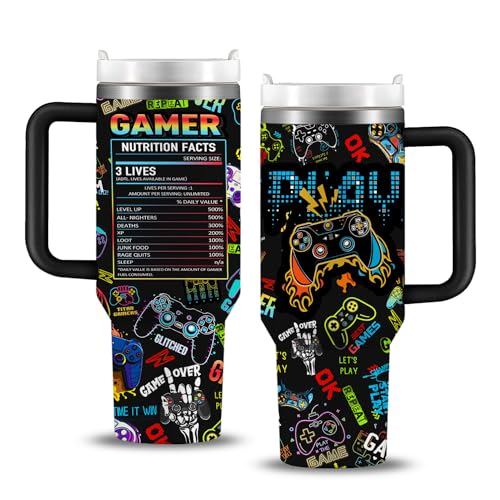 Gaming Gifts for Men Boys, Gamer Gifts for Men, 40oz Gamer Tumbler Cup, Gaming Mugs, Teen Boy Gifts Gaming Stuff, Gaming Gamepad Presents for Son Boyfriend, Birthday Gifts for Men Boys Gaming Cup