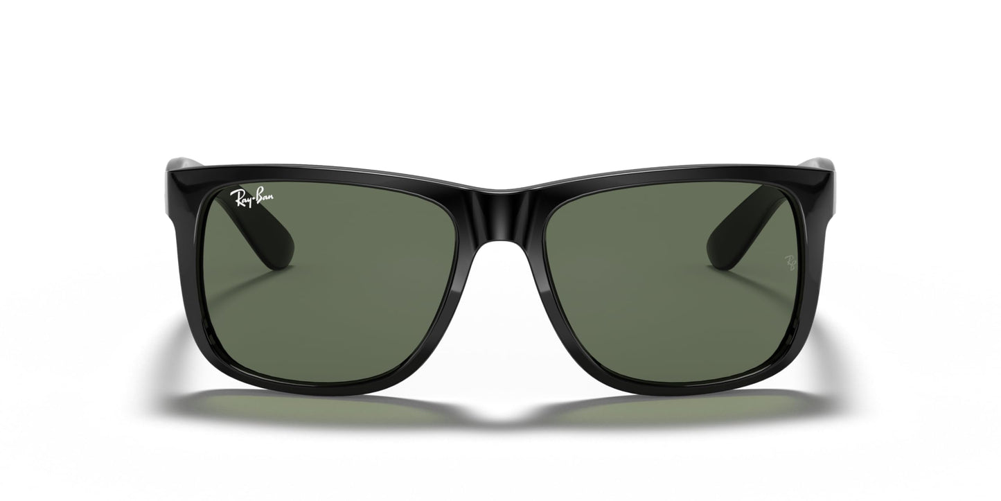 Ray-Ban RB4165 Justin Rectangular Sunglasses, Black/Dark Green, 55 mm