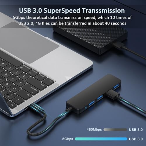 USB 3.0 Hub, VIENON 4-Port USB Hub USB Splitter USB Expander for Laptop, Xbox, Flash Drive, HDD, Console, Printer, Camera,Keyborad, Mouse