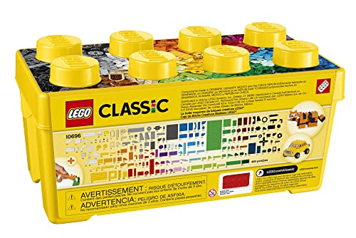 LEGO Classic Medium Creative Brick Box 10696 Building Toy Set - Featuring Storage, Includes Train, Car, and a Tiger Figure, and Playset for Kids, Boys, and Girls Ages 4-99