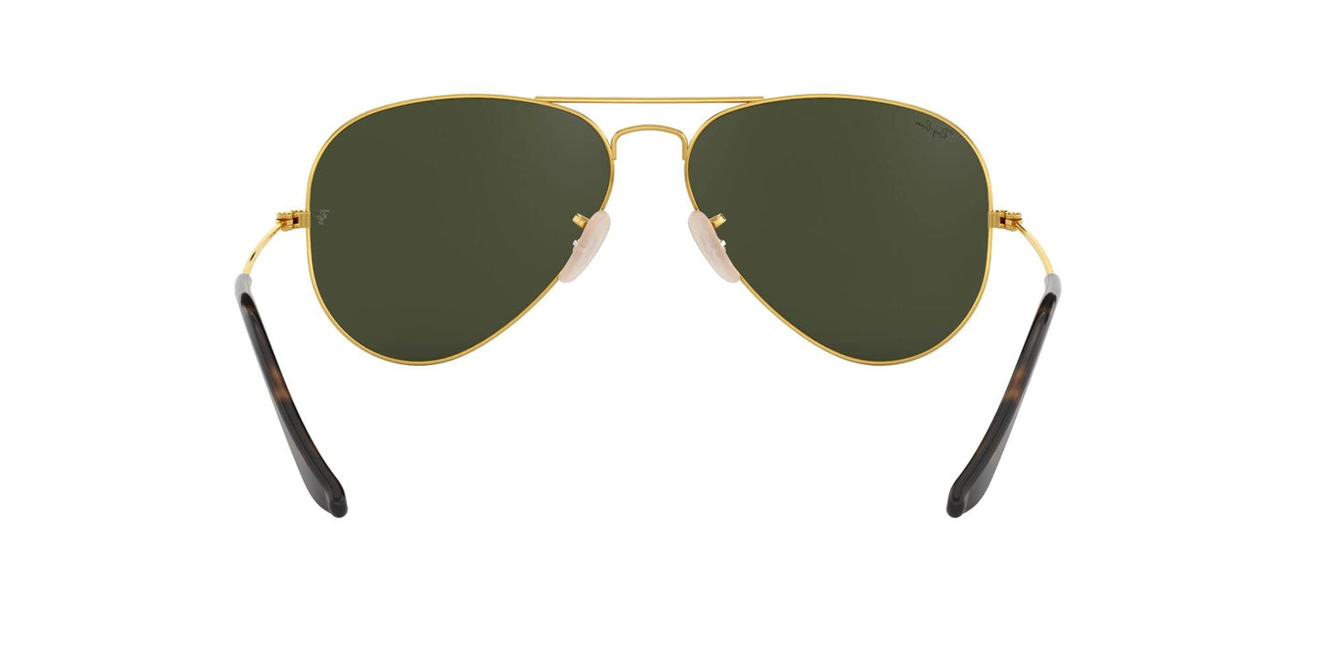 Ray-Ban RB3025 Classic Aviator Sunglasses, Gold on Black/G-15 Green, 62 mm