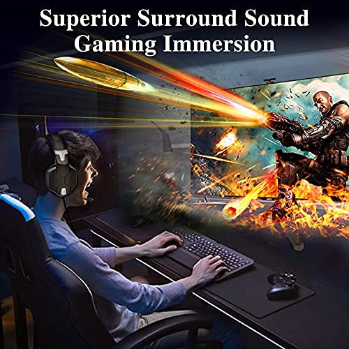 Gootoop Gaming Headset for PS4 Xbox One PC PS5,Over Ear Wired Gaming Headphones with Microphone Noise Cancelling,Flip-to-Mute,Bass Surround Sound,Lightweight,Soft Memory Earmuffs,Black Blue