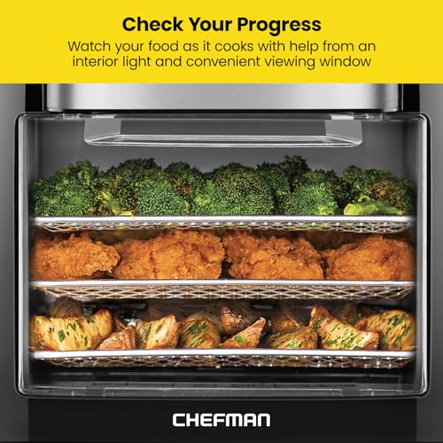 CHEFMAN Multifunctional Digital Air Fryer+ Rotisserie, Dehydrator, Convection Oven, 17 Touch Screen Presets Fry, Roast, Dehydrate, Bake, XL 10L Family Size, Auto Shutoff, Large Easy-View Window, Black