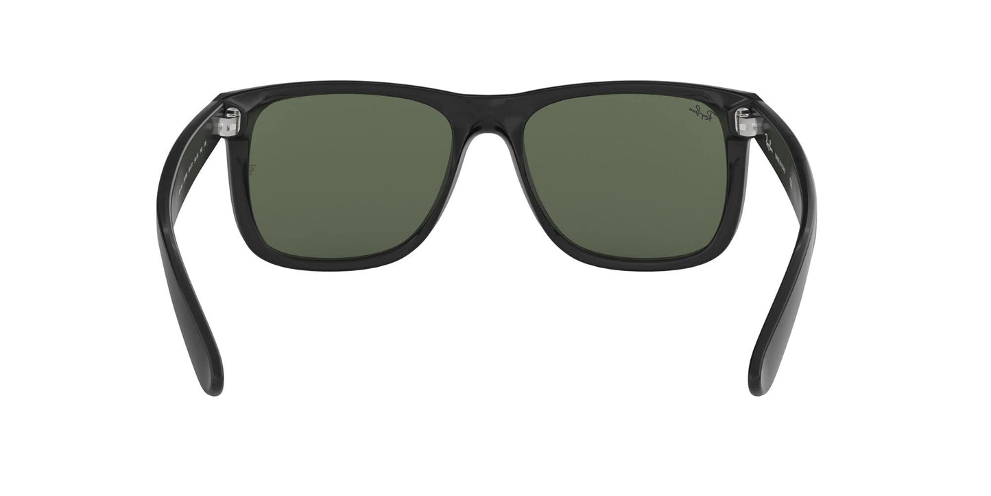 Ray-Ban RB4165 Justin Rectangular Sunglasses, Black/Dark Green, 55 mm