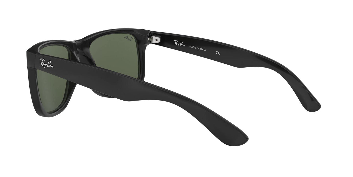 Ray-Ban RB4165 Justin Rectangular Sunglasses, Black/Dark Green, 55 mm