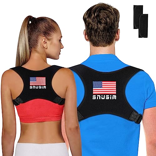 SNUSIM Posture Corrector Upper Back Brace Neck Shoulder Back Support Brace Pain Relief Belt for Women Men Braces Spine Straightener Breathable - Adjustable