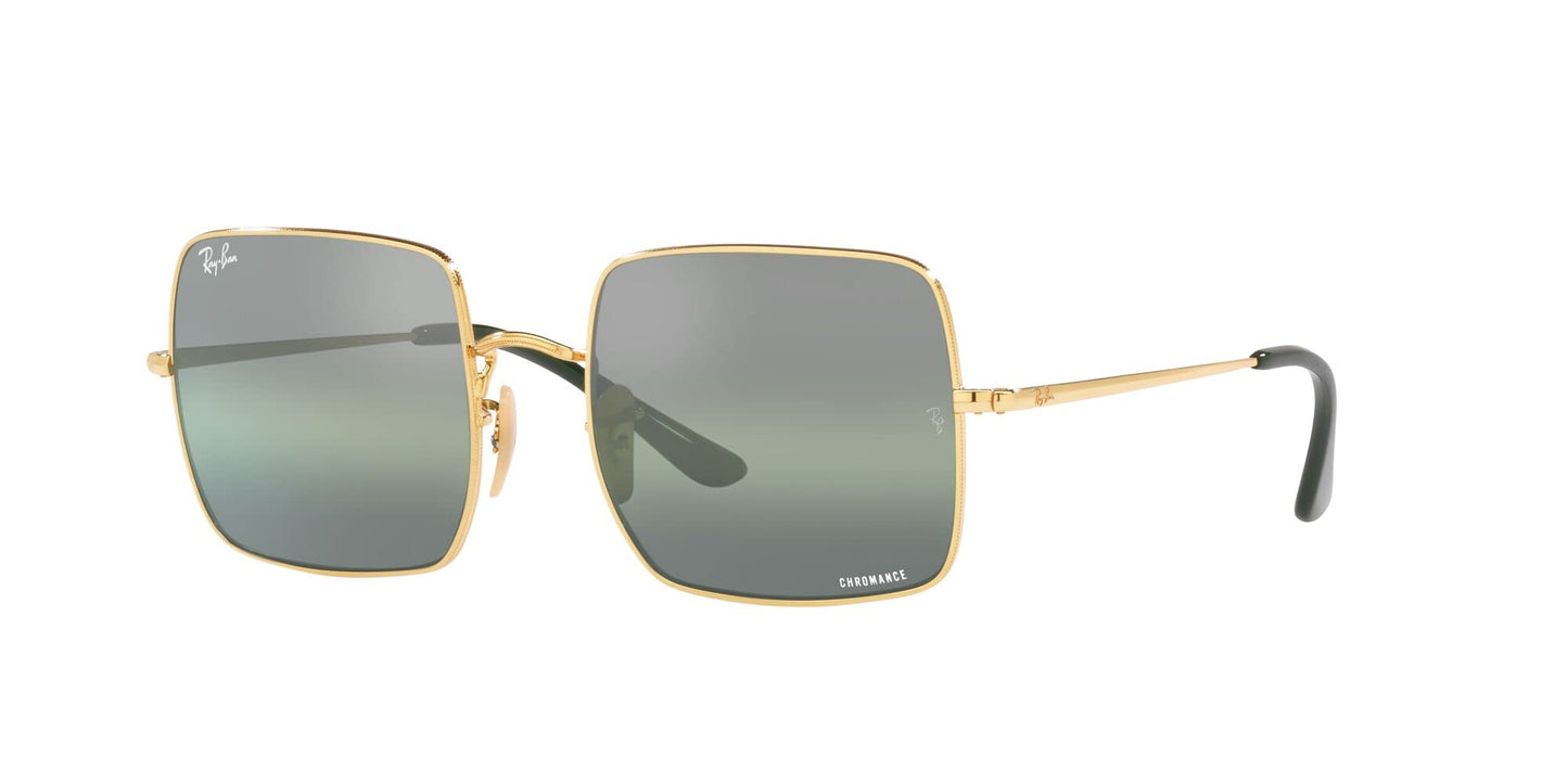 Ray-Ban Women's RB1971 Square Sunglasses, Gold/Green Mirrored Polarized, 54 mm