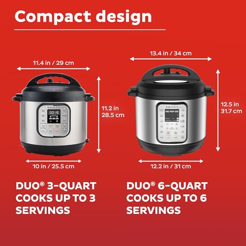 Instant Pot Duo 7-in-1 Mini Electric Pressure Cooker, Slow Rice Cooker, Steamer, Sauté, Yogurt Maker, Warmer & Sterilizer, Includes Free App with over 1900 Recipes, Stainless Steel, 3 Quart