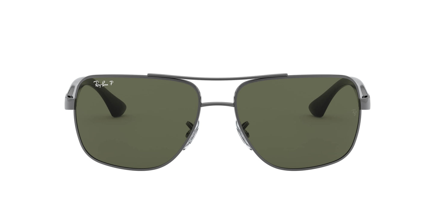 Ray-Ban Men's RB3483 Metal Square Sunglasses, Gunmetal/Polarized Green, 60 mm