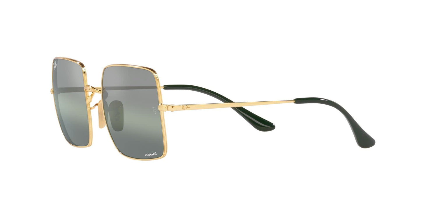 Ray-Ban Women's RB1971 Square Sunglasses, Gold/Green Mirrored Polarized, 54 mm