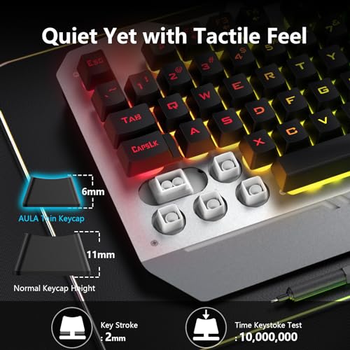 AULA Keyboard, T102 104 Keys Gaming Keyboard and Mouse Combo with RGB Backlit Quiet Computer Keyboard, All-Metal Panel, Waterproof Light Up PC Keyboard, USB Wired Keyboard Gaming for MAC Xbox PC Gamer