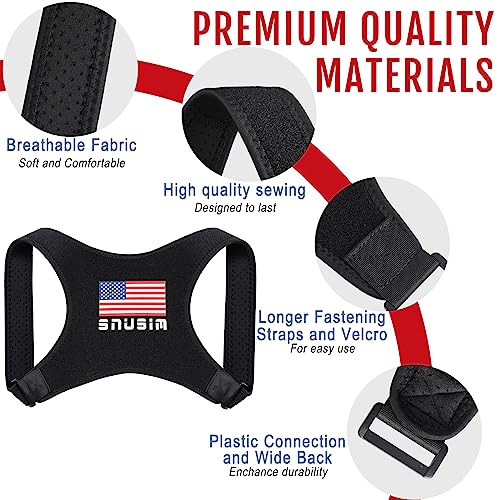 SNUSIM Posture Corrector Upper Back Brace Neck Shoulder Back Support Brace Pain Relief Belt for Women Men Braces Spine Straightener Breathable - Adjustable