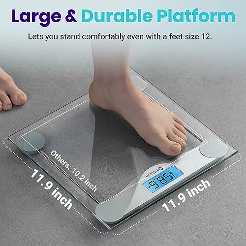 Etekcity Bathroom Scale for Body Weight, Digital Weighing Machine for People, Accurate & Large LCD Backlight Display, 6mm Tempered Glass, 400 lbs