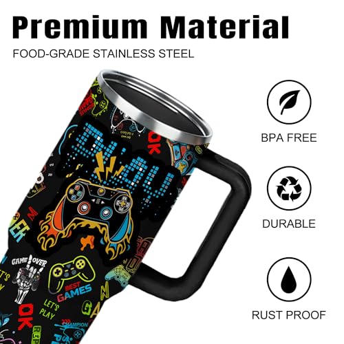 Gaming Gifts for Men Boys, Gamer Gifts for Men, 40oz Gamer Tumbler Cup, Gaming Mugs, Teen Boy Gifts Gaming Stuff, Gaming Gamepad Presents for Son Boyfriend, Birthday Gifts for Men Boys Gaming Cup