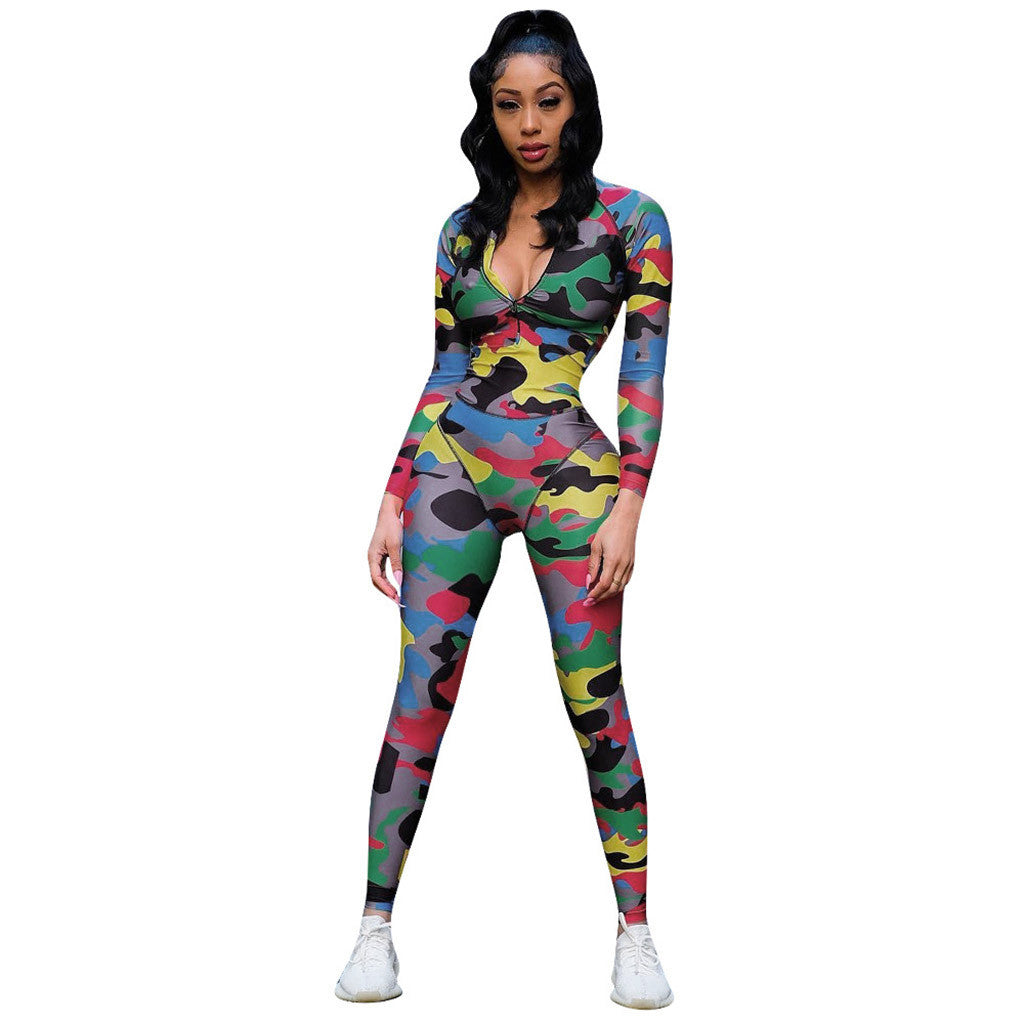 Camouflage print jumpsuit