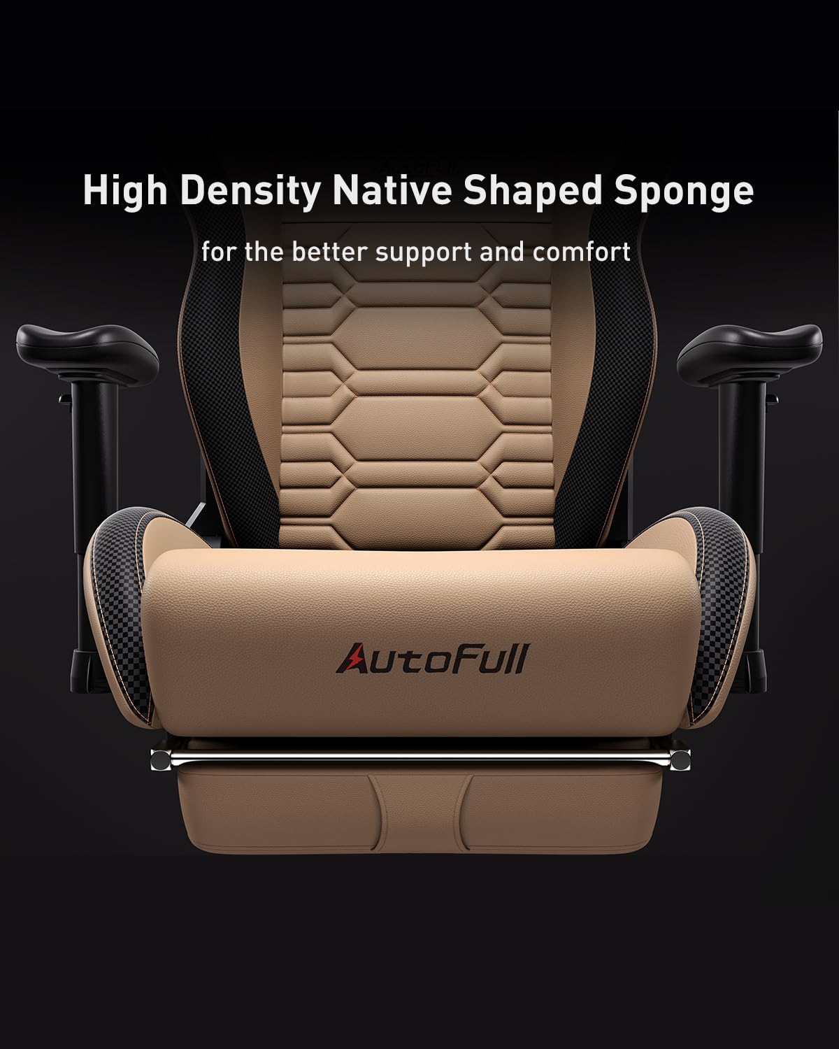 AutoFull Gaming Chair, Racing Style Gaming Chair with Ergonomic Lumbar Support,Adjustable High Back PU Leather PC Chair with Footrest,Brown