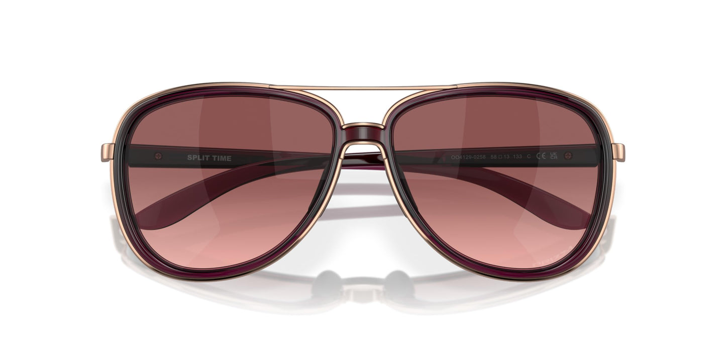 Oakley Women's OO4129 Split Time Aviator Sunglasses, Crystal Raspberry/G40 Black Gradient, 58 mm