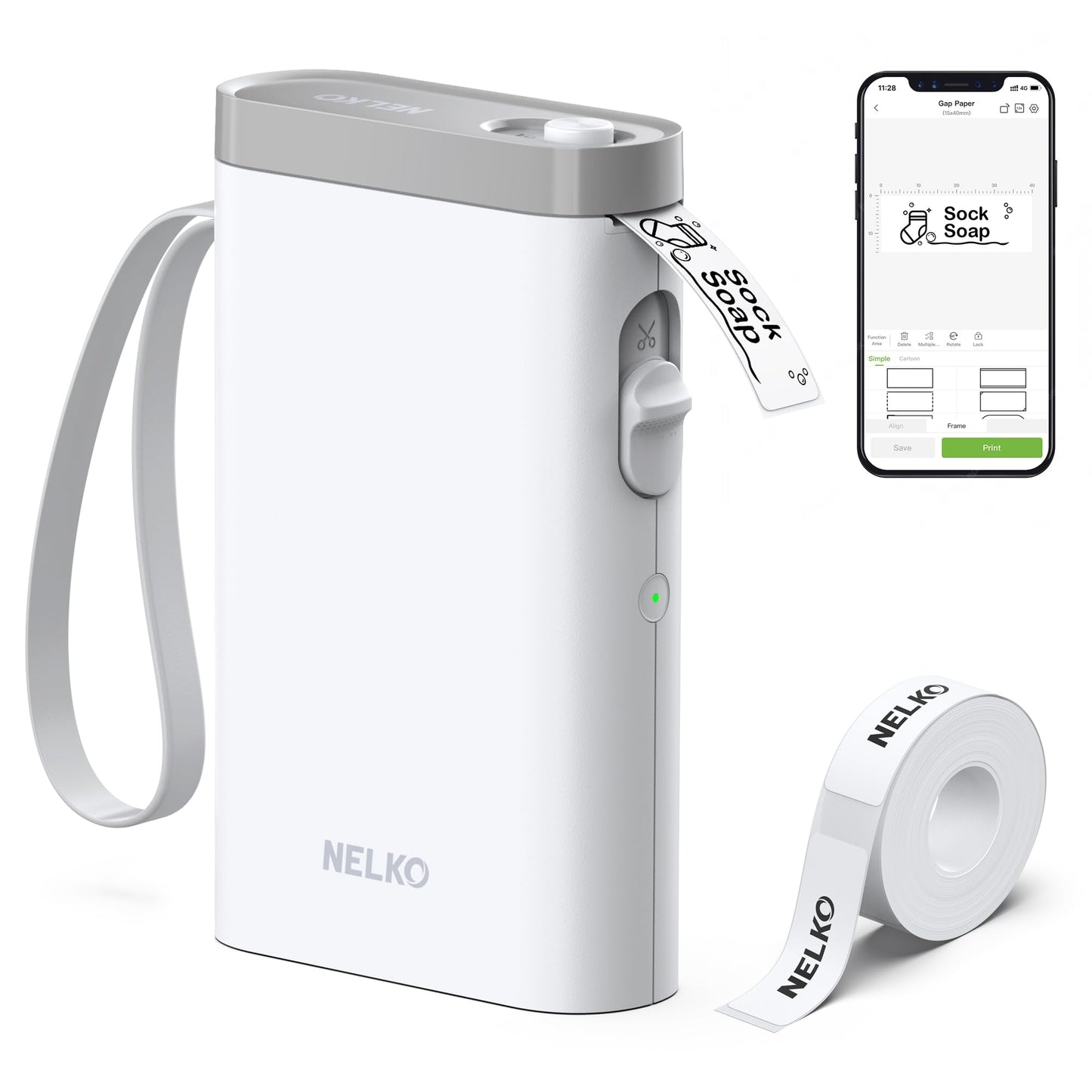 Nelko Label Maker Machine with Tape, P21 Bluetooth Label Printer, Wireless Mini Label Makers with Multiple Templates for Organizing Office Home, White